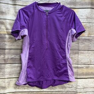 Novara Cycling Jersey Women's Large Purple Mock Neck Short Sleeve 1/2 Zip Pocket